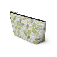 Cherry Plum Leaves Accessory Pouch w T-bottom in Green